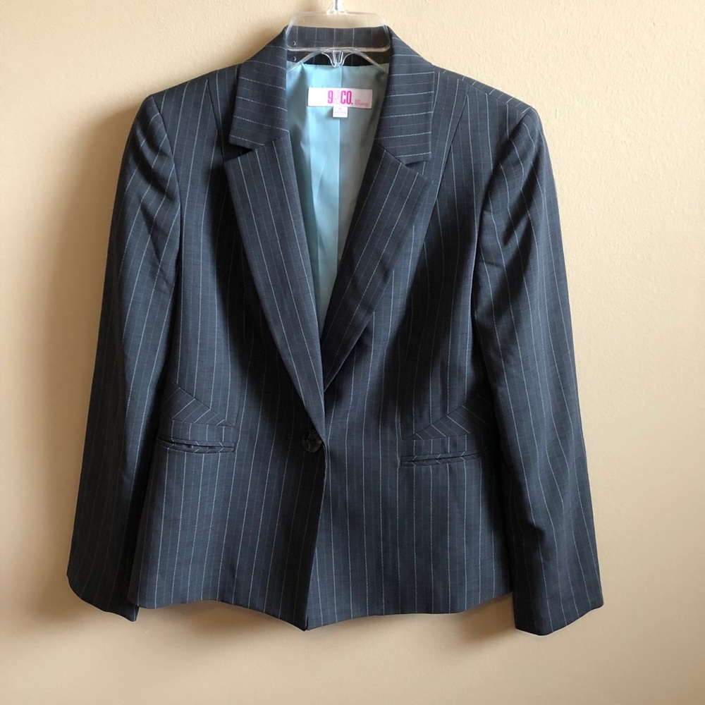 Pin Stripe Blazer Long Sleeve Classic Pockets